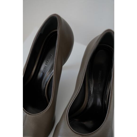 PHOEBE PHILO Nappa Green Olive Square Toe Pump Heel Shoe Size 38 US 7.5 -8 - Picture 9 of 11